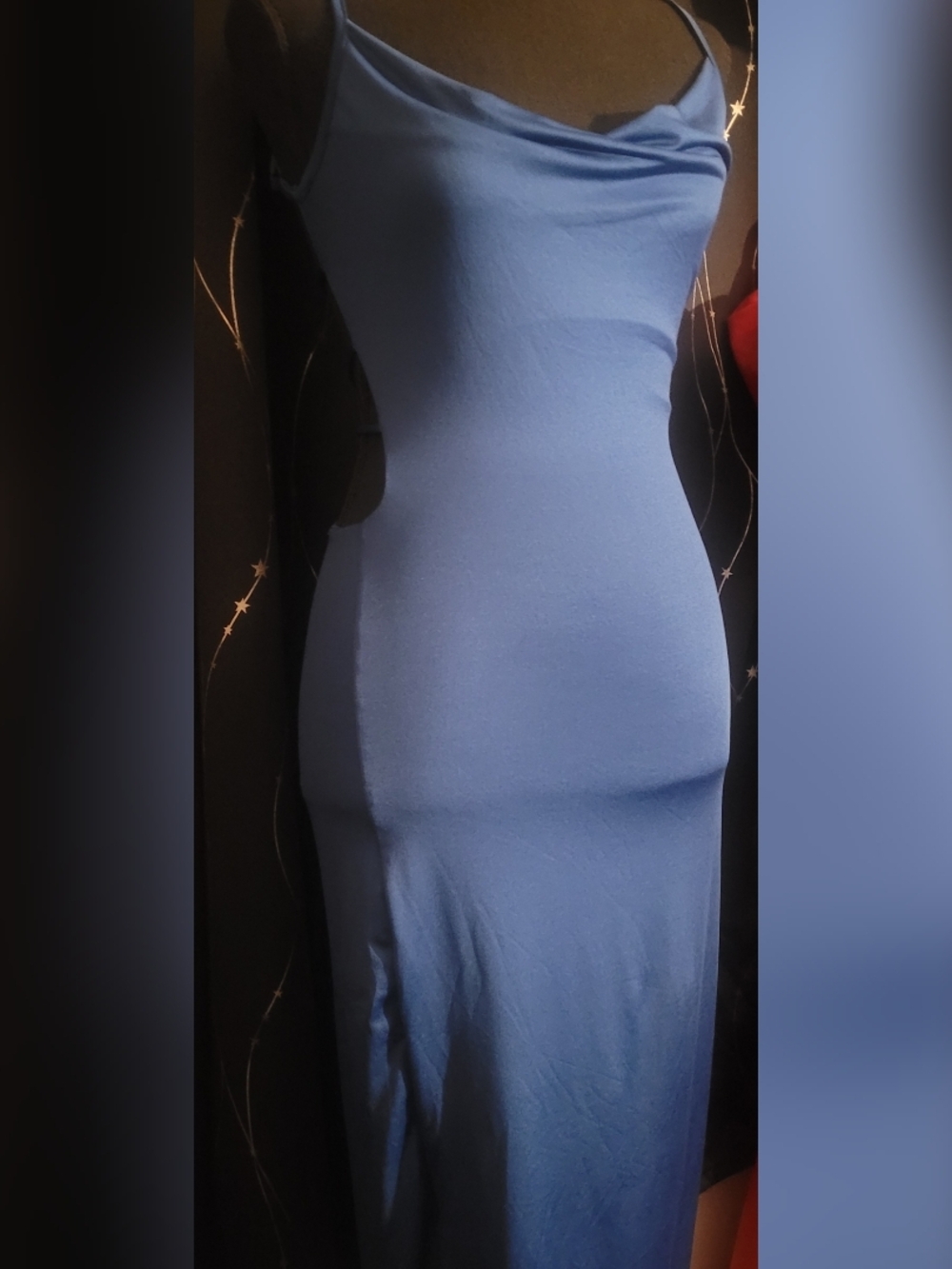 Heart Hips Sky Blue Cowl Neck Maxi Dress
